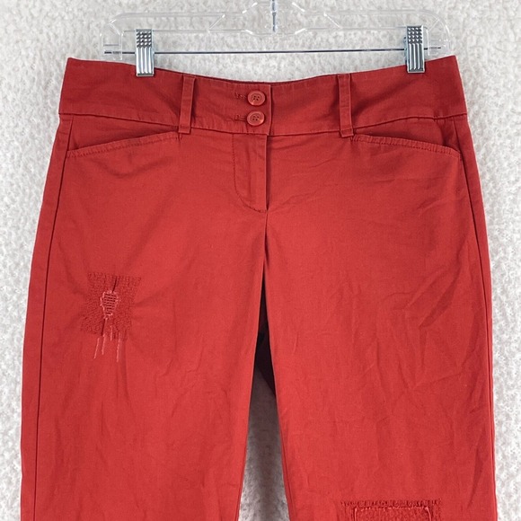 LOFT Outlet Orange Red Original Crop Pants Womens Patchwork Low-Rise Size 2 - Picture 2 of 15